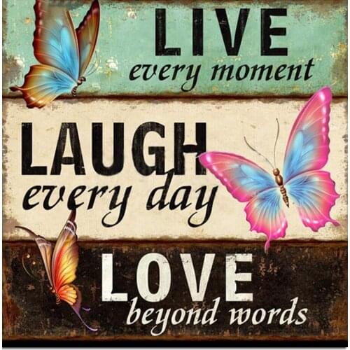 Full Square Diamond Painting Butterfly Flower text Landscape DIY round Diamond Embroidery Clouds Decoration Home Kits