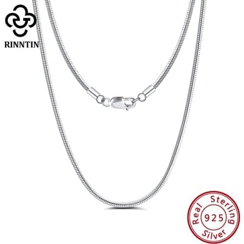 Rinntin Real 925 Sterling Silver Women Round Snake Chain Necklace 40cm/45cm/50cm/55cm60cm Men Thick Chain Fashion Jewelry SC09