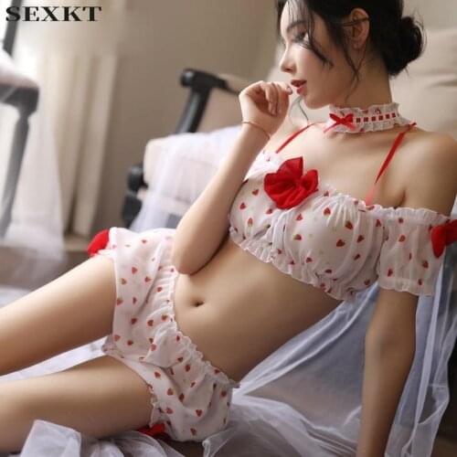 Sexy Lingerie Pure off-Shoulder Pajamas Sexy See-through Passion Suit Adult Women
