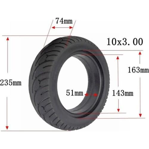 Coolride 10 Inch Electric Scooter Tire 10x3.0 Solid Tire Thickened Explosion Proof Outer Tube for KuGoo M4 Pro E-Bike