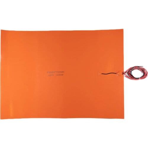 Custom Silicone Rubber 3D Printer Heater 220v AC 1400w 500x700mm adhesive 1 side 100K thermistor 1000mm lead wire