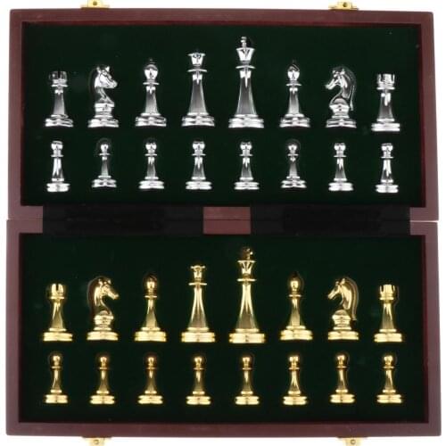 Folding Magnetic Metal Chess Set Wellcrafted 15" Chess Board Board Game Toy