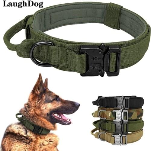 Military Tactical Big Dog Collar Adjustable Durable Control Handle Training Supplies Collar For Medium Large Dog German Shepherd