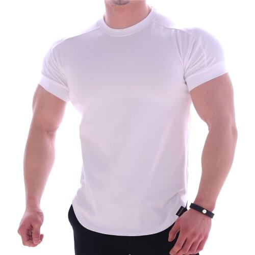 Tights, Mens sports T-shirts, fast dry clothes, summer round neck running, basketball training wear, stretch sleeves