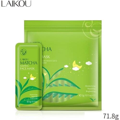 15 Pcs LAIKOU Matcha Sleep Mask Travel Pack Disposable Moisturizing Soothes And Rejuvenates Skin At Night