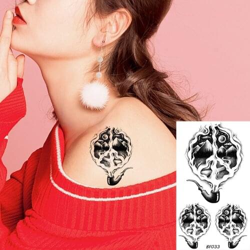 VANKIRS Sexy illustration Black Temporary Tattoos For Women Female Pipe Fake Galaxy Peak Moon Tattoos Stickers Body Arm Tatoo