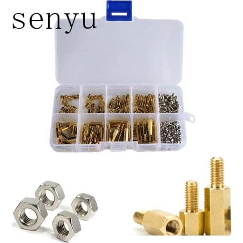 200Pcs/set M2.5/M3 Hex Nut Spacing Screw Hex Brass Threaded Pillar PCB Motherboard Standoff Spacer Kit Wood Bolt Screw Set