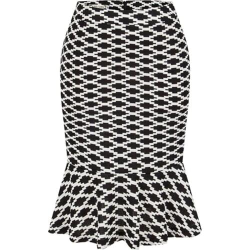 Skirts Women Sexy Lotus Leaf Tail Print Package Hip 2019 Summer Trade New Bottoming Slim Skirt Vestidos HJY1301