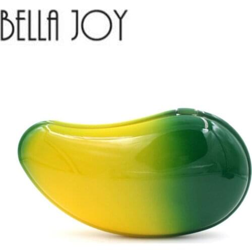 Bella JOY New Female Green Yellow Mangoo Shape Acrylic Bag Party Chain Women Mini Clutch Purse Wallet