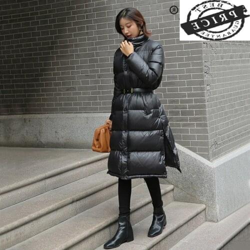 Winter Duck Down Jacket Women Long Down Coat Female Thick Slim Jackets Clothes 2021 Ladies Large Fur Hooded Warm Coat 203