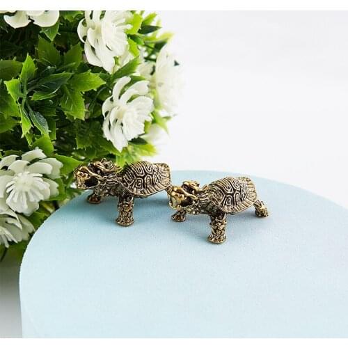 1PC Dragon Turtle Casting Figurine Metal Retro Sculpture Desktop Decoration Gift