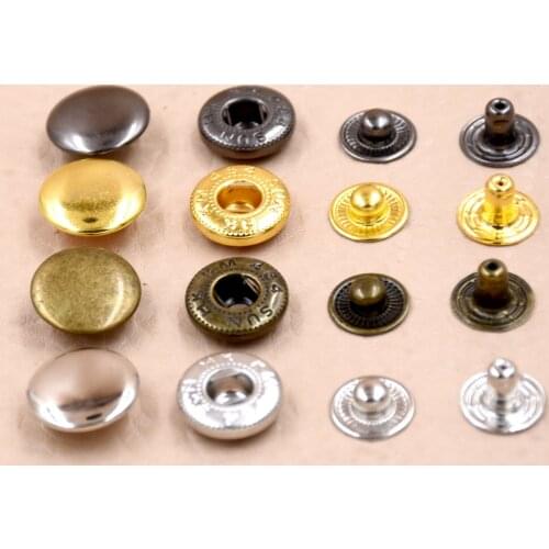 1000sets (4pcs 1set)10mm 12.5mm 15mm Metal Press Studs Sewing Button Snap Button Fasteners Sewing Leather Craft Clothes Bags