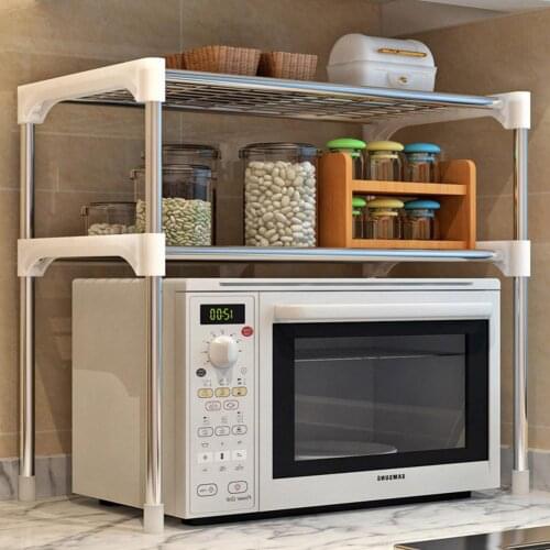 2 Layers Stainless Steel Rack for Bathroom Kitchen Microwave Oven Storage