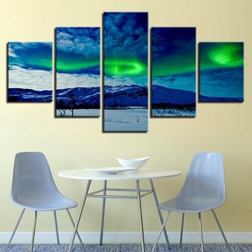 5D Diamond Painting cross-stitch 5 Piece Snow Mountain Aurora Paintings Polar Full Diamond Embroidery Mosaic Art puzzle A160