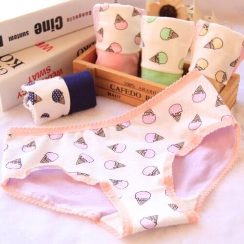 6pcs/lot Cute Ladies Lace Cartoon Bow Briefs Colorful Grils Underwear Preppy 5 designs Cotton Underpant