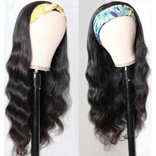 BLG Body Wave Human Hair Wigs Remy Hair Headband Wigs 14"-22" 150% Density Brazilian Body Wave Headband Wig For Black Women
