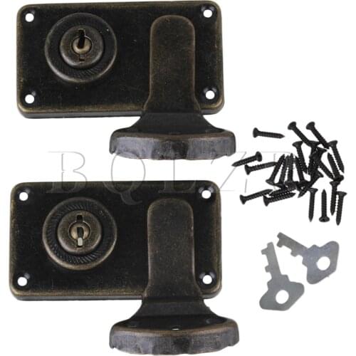BQLZR Bronze 74x41mm Antique Box Latch Jewelry Boxes Suitcase Cabinet Set of 2
