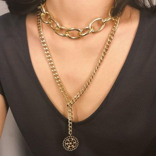 Gothletic Gold/Rhodium Color Big Chunky Link Chain Choker Necklace Multilayered Necklaces Valentines Day Gift 2019 NEW