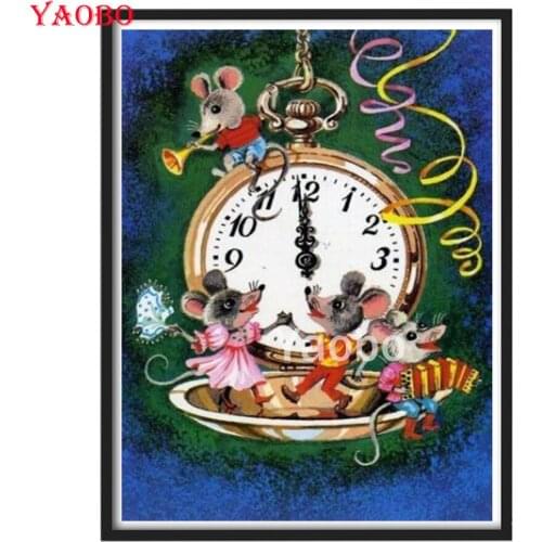 Clock Cartoon Mouse 5D DIY Diamond Painting Kit Paint Diamand mazayka Full Square&Round embroidery mosaic Cross stitch decor