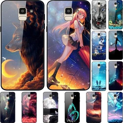 Case For Samsung Galaxy J6 2018 Black Silicone Bumper With Tempered Glass Back Phone Cover Series 3