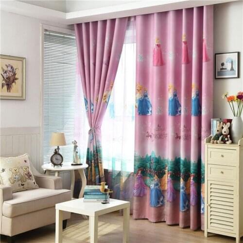 Childrens curtains cartoon princess pink girl baby room childrens blackout curtains bedroom curtains curtains can be customize