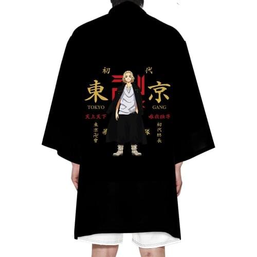 Tokyo Revengers Long Kimono T-Shirt Short Suit Sano Manjiro Ryuguji Ken Anime Cosplay Men Casual Solid Oversized Summer Costume