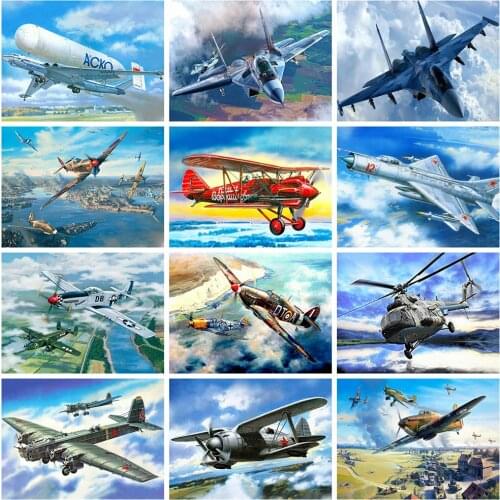 Evershine 5D DIY Diamond Painting Aircraft Pictures Of Rhinestones Embroidery Mosaic Full Square Drill Home Decoration