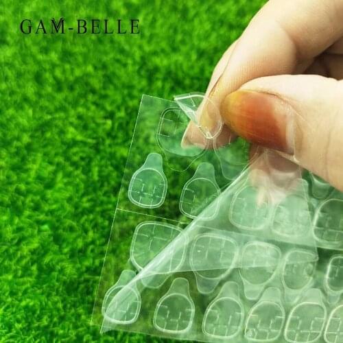 GAM-BELLE 100 Sheets Double-side Glue Adhesive 2400Pcs Nail Sticker Transparent Acrylic False Nail Extension Stick Manicure Tool