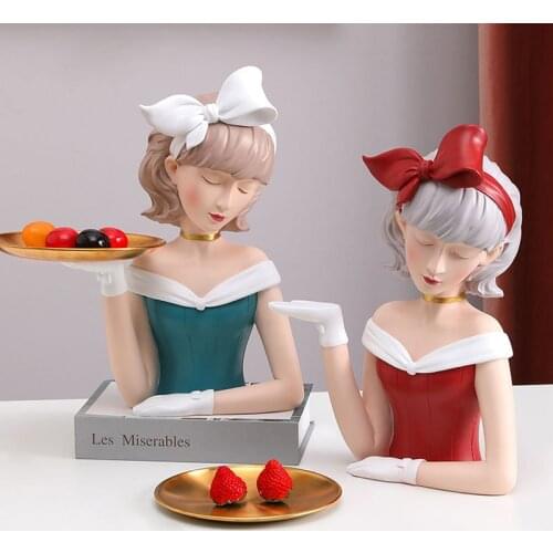 Creative Nordic Girl Storage Sculpture Ornaments Art Resin Statue Crafts for Gift Decorative Modern Home Decoration Accessories