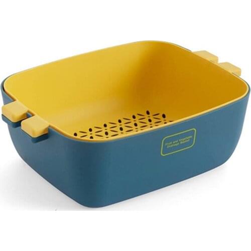 Kitchen Strainer Double Layer Large Capacity PP 2 in 1 Vegetables Fruits Washing Drain Basket for Home