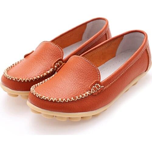 Hot Sale Genuine Leather Women Shoes 2017 Fashion Lace up Casual Flat Shoes Peas Non-Slip Outdoor Shoes Plus Size 34 -44