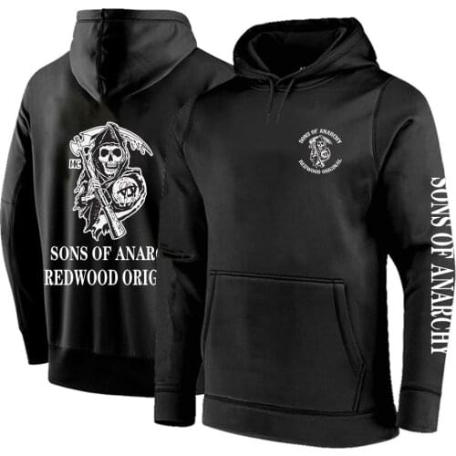 2021Hot Sale Sons Of Anarchy Punk Mans Solid Casual Hoodies Unisex SAMCRO Hip Hop Sport Cottton Pullover MC Printed Sweatshirts