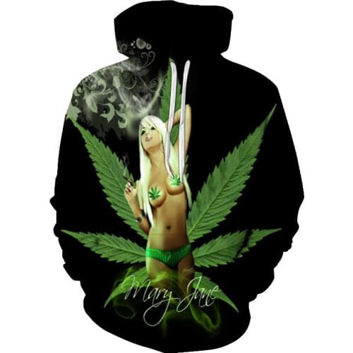 Spring, autumn and winter fashion new cartoon leaf beauty 3D printing pattern mens cool hoodie sweater