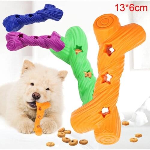 Pet Dog Puppy Soft Rubber Bone Shape Leakage Food Molar Interactive Chew Toy Bite Resistant Molar Training Grinding Toy