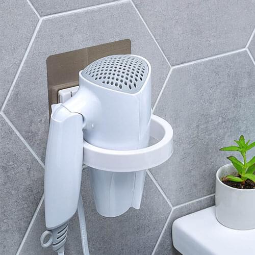 Hair Dryer Holder Blower Organizer Adhesive Wall Mounted Nail Free No Drilling Stainless Steel Spiral Stand For Bathroom