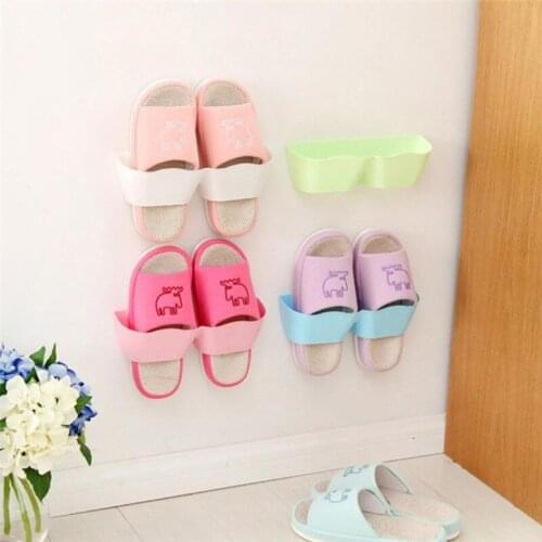 Wall-Mounted Sticky Hanging Shoe Hook Shelf Rack Shoes Holder Storage Organiser Room Slippers Storage Tool