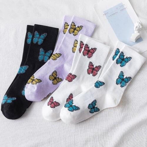 New Butterfly Socks Women Streetwear Harajuku Couple Crew Socks Cotton Fashion Casual Korean Kawaii Fashion Dropshipping Supply
