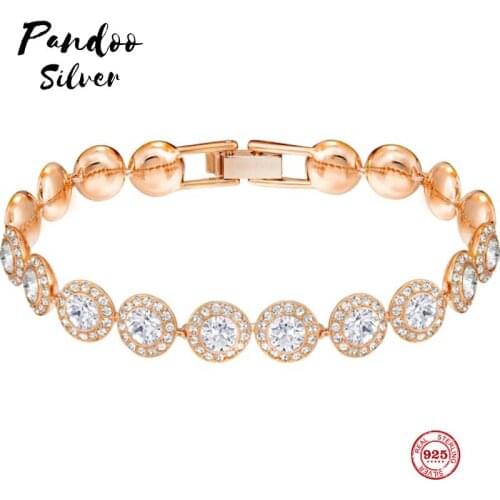 PANDOO Fashion Charm Pure 925 Silver Original 1:1 Copy, Elegant And Exquisite Wild Bracelet Female Luxury Jewelry Gifts