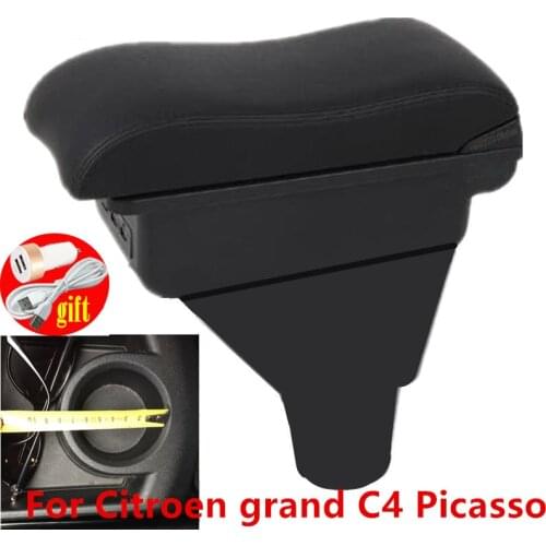 For Citroen grand C4 Picasso armrest box USB Charging Double layer central Store content cup holder ashtray accessories