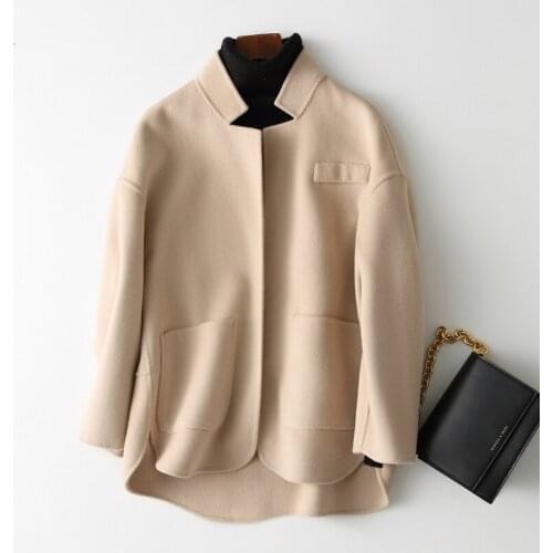 Casual Wool Coat Female Spring Autumn Double-side Wool Coats Solid Short Loose Winter Jacket Women Outwear 38009 WYQ1466