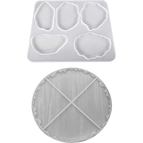 Agate Slice Silicone Resin Mold, Irregular Coaster Mold & Large Agate Coaster Resin Molds 1 Pack Puzzle Silicone Mold