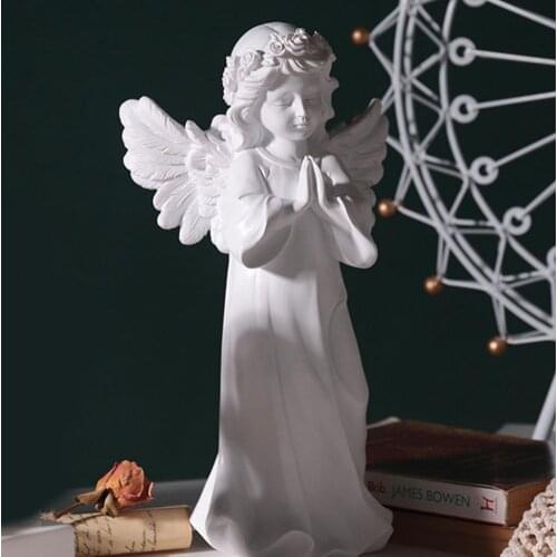 Angel Figurine Outdoor Garden Resin Praying Angel Ornament Crafts Outdoor Garden Statue Decoration Courtyard Church Guardian