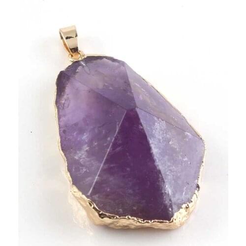 Light Yellow Gold Color Irregular Shape Amethysts Stone Section Pyramid Pendant Rock Crystal Jewelry