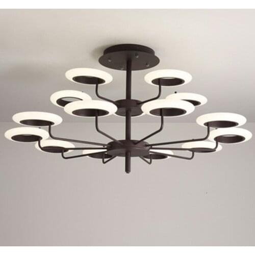 Post modern LED pendant lights New arrival Iron art lampshade multi lamps round loop acrylic droplight foyer lighting fixture