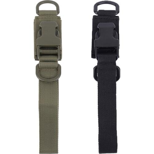 Tactical Molle Key Chain Ring Clip Nylon Webbing Strap Belt Backpack O Ring Carabiner with Quick Released Buckle Hook Hunting