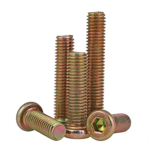 M6 M8 Hex Socket Cap Furniture Screws Bolts Metric Thread Flat Round Head Allen Machine Screws Zinc Plated For Cots Beds Chairs