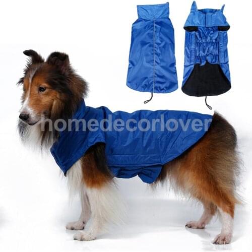 Waterproof Pet Dog Waistcoat Jacket Fleece Lined Raincoat Clothes Multicolor Multi Sizes
