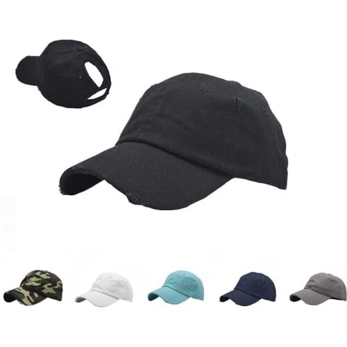 Womens Solid Color Ponytail Baseball Cap Female Seasons Cotton Casual Outdoor Sun Hat Girl Sports Gorras Adjust with Velcro