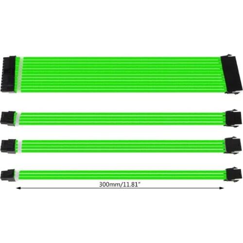 1Set 30cm/40cm A-TX Basic Extension Cable Kit PC GPU CPU Power Supply Sleeved Wire Computer Connectors 24-PIN 8-PIN 6PIN 4+4PIN