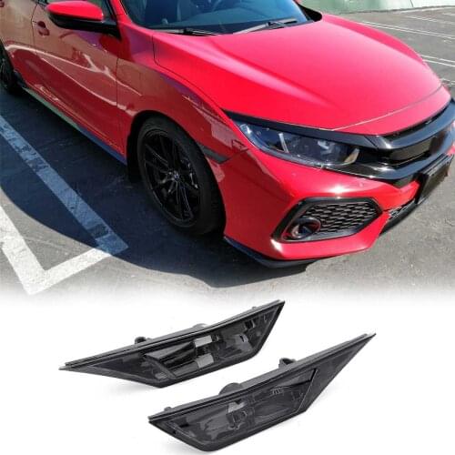 1Pair Smoke Front Bumper Reflector Side Marker Lights Smoked Lens Lamps Fits For Honda For Civic 2016-2020